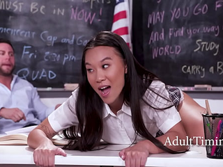 Shy Teacher Finally Gives Up And Taps That Asian Teen Cunt