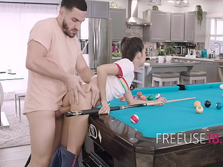 Teen Free Used On Pool Table- Freya Von Doom