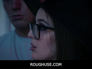 Roughuse -Halloween Party Gets Wild When Leana Lovings Gets Drilled By Two Horny Studs